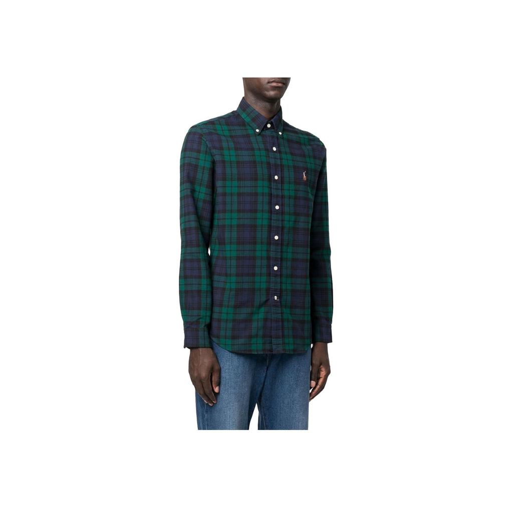 Polo Ralph Lauren SS23 Color Block Plaid Single-Breasted Long Sleeve Shirt Men Shirts Green 710885076-002