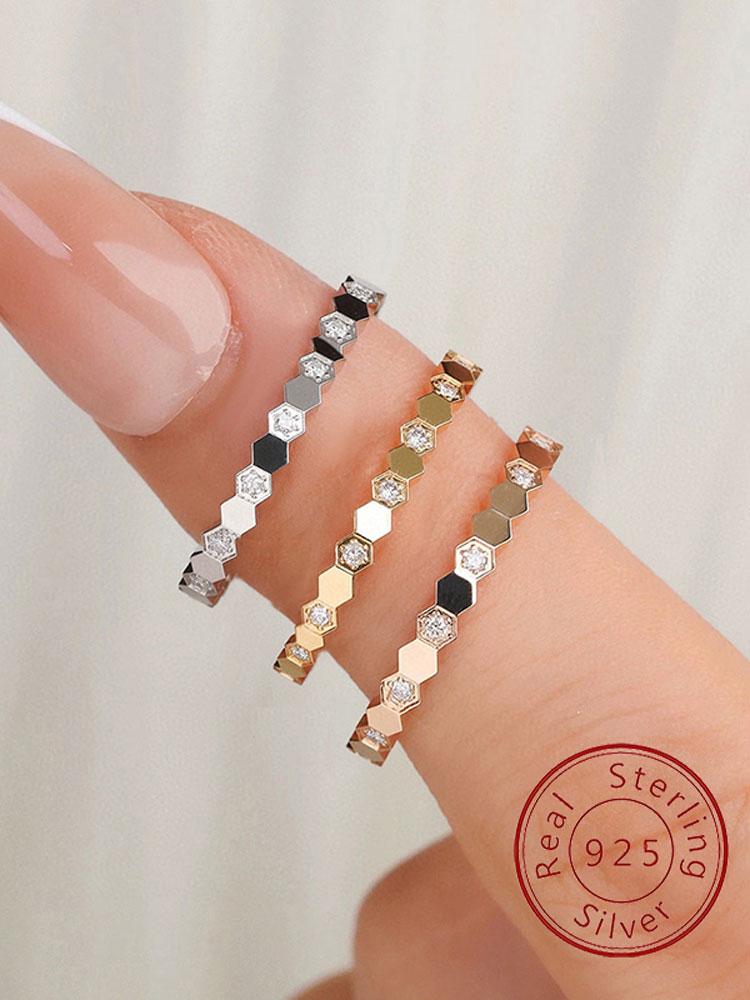 925 Sterling Silver Zircon Vintage Geometric Shape Rings For Women Gift Match Daily Party High Quality Fine Jewelry Accessories