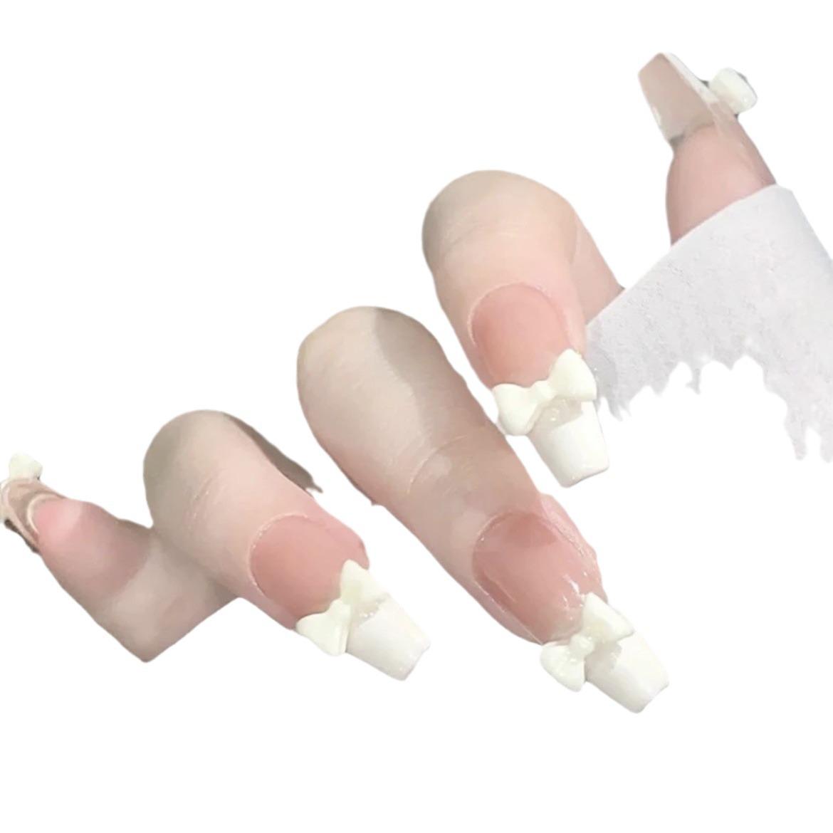 

Milky Yellow Bow Wearable Nail Stickers: French Tips & Faux Nails