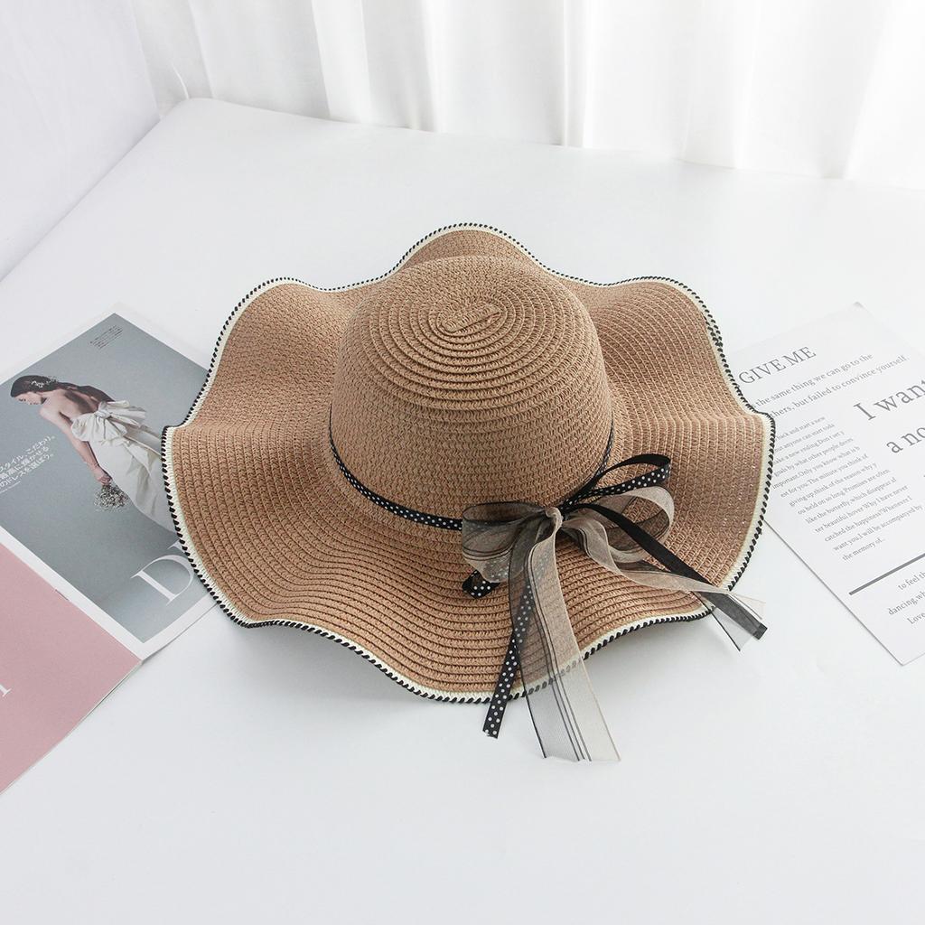 Panamanian Women's Spring and Summer Large Beach Sun Hat, Bow Grass Hat, Fashionablevacation Hat Cap Women Hat Straw Hats