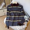 2026 Autumn-Winter Women's Striped Polo Collar Sweater: Versatile Knitwear for Layering