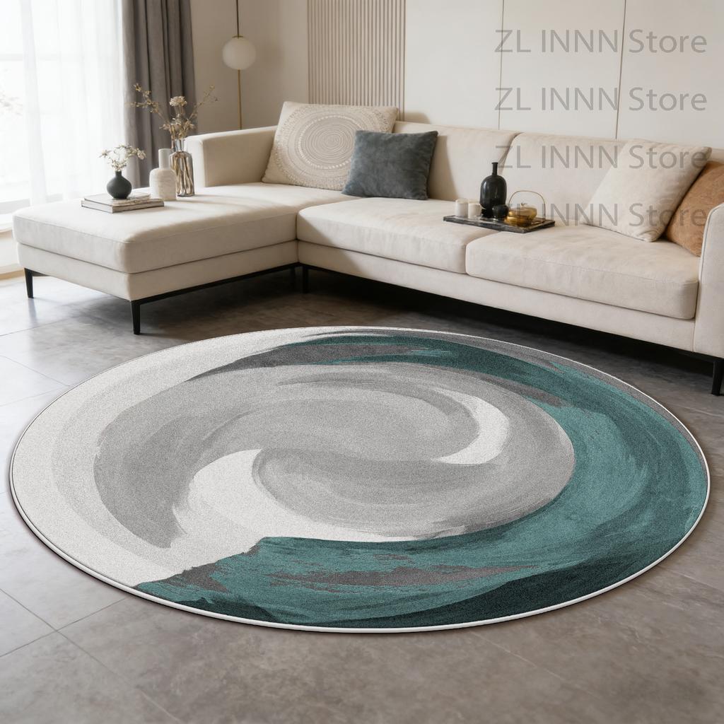 Modern Minimalism Round Living Room Carpet Geometric Decoration Home Striped Tabls Chair Mat Bedroom Non-slip Washable Plush Rug