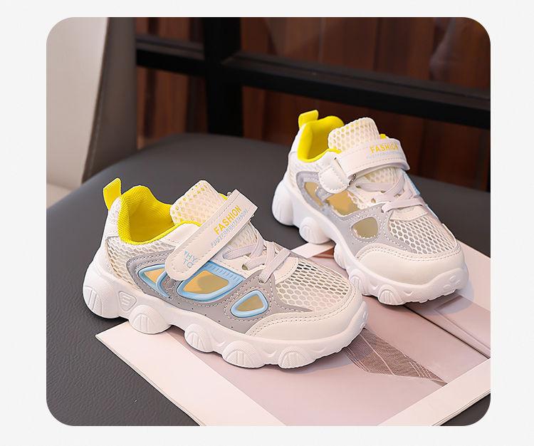 Bright children's single mesh shoes 2025 summer new boys' sports shoes mesh breathable girls hollow casual shoes