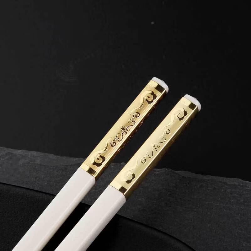 Ruyi Cloud Imitation Ivory Alloy Chopsticks Set