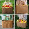 Korb Gewebt Weide Aufbewahrungskörbe Tasche Picknick Rattan Blume Strand Mit Griff Stroh Markt Obst Tragetasche Für Geschenk Hand Einkaufen