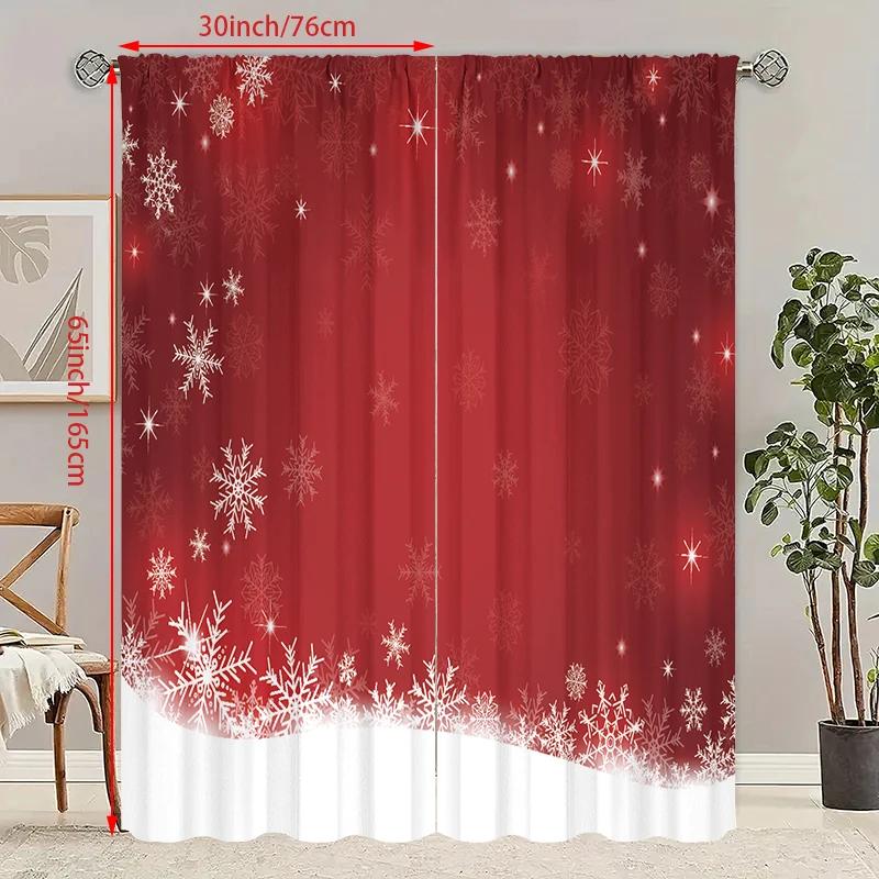 Santa Claus Sleigh Car Printing Curtain Polyester Material Suitable Bedroom Living Room Study Priva Curtains Set Of 2 Made Great Decor