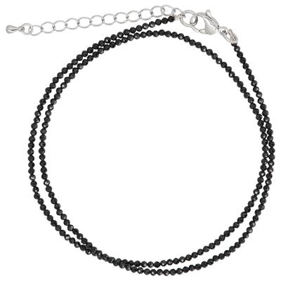 Black Spinel Necklace 2mm Cut 45cm 50cm Length Adjustment Black Stone Black Spinel Natural Stone Power Stone Necklace Adjuster Chain Shim0001 [ASIAN