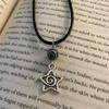 Personality Hip-hop Geometric Silver Color Vortex Five-pointed Star Pendant Necklace for Women Retro Collar Chain Jewelry Gifts