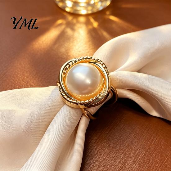 Bridal Scarf Jewelry Alloy Silk Ring with Faux Pearls, Clip Rings for Women, Women Round Buckle Clip, Elegant Retro Holder Dresses And Shirts
