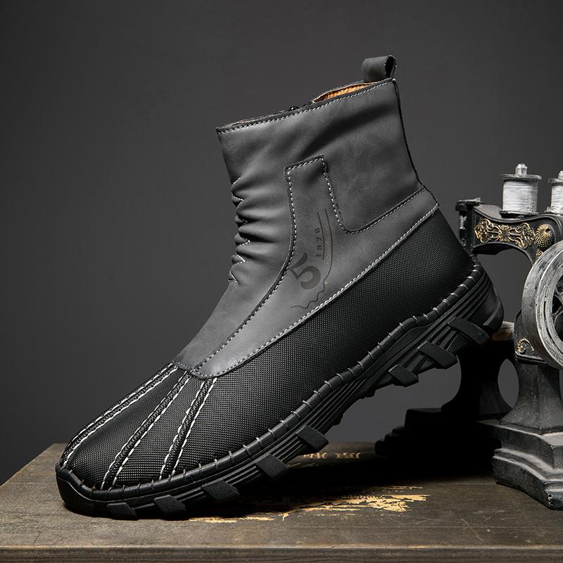 Fashion New Fashion Ankle Boots Handmade Men's High Top Casual Shoes Classic Male Slip on Walking Boots Versatile Comfy Motocross Boots