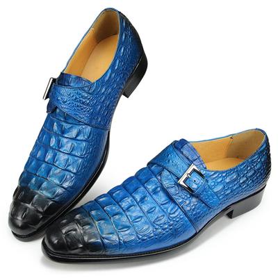 Mode Beliebtes Krokodilmuster Herren Lederschuhe Spitzschuh Monk Strap Oxfords Schuh Italienischer Stil Slipper Sapato Social Masculino