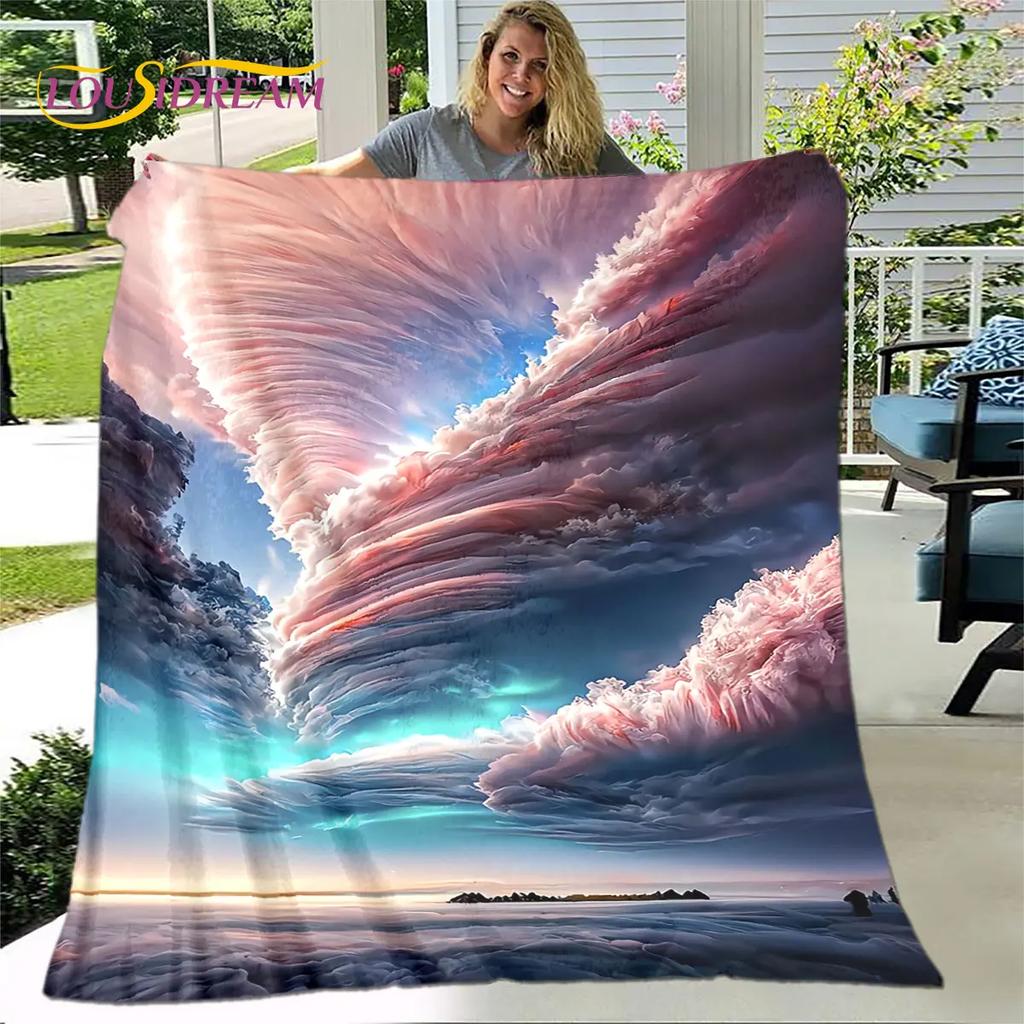 3D Natural ,Tornado, Cloud Blanket,Flannel Blanket Throw Blanket,Warm Blanket for Home Living Room Bedroom Beds Sofa Picnic Kid