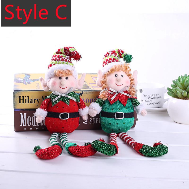 New 2/1Pc Red Green Christmas Decoration Plush Leg Elf Doll Ornaments Boys Girls Elves Toy Doll New Year Navidad Home Decoration