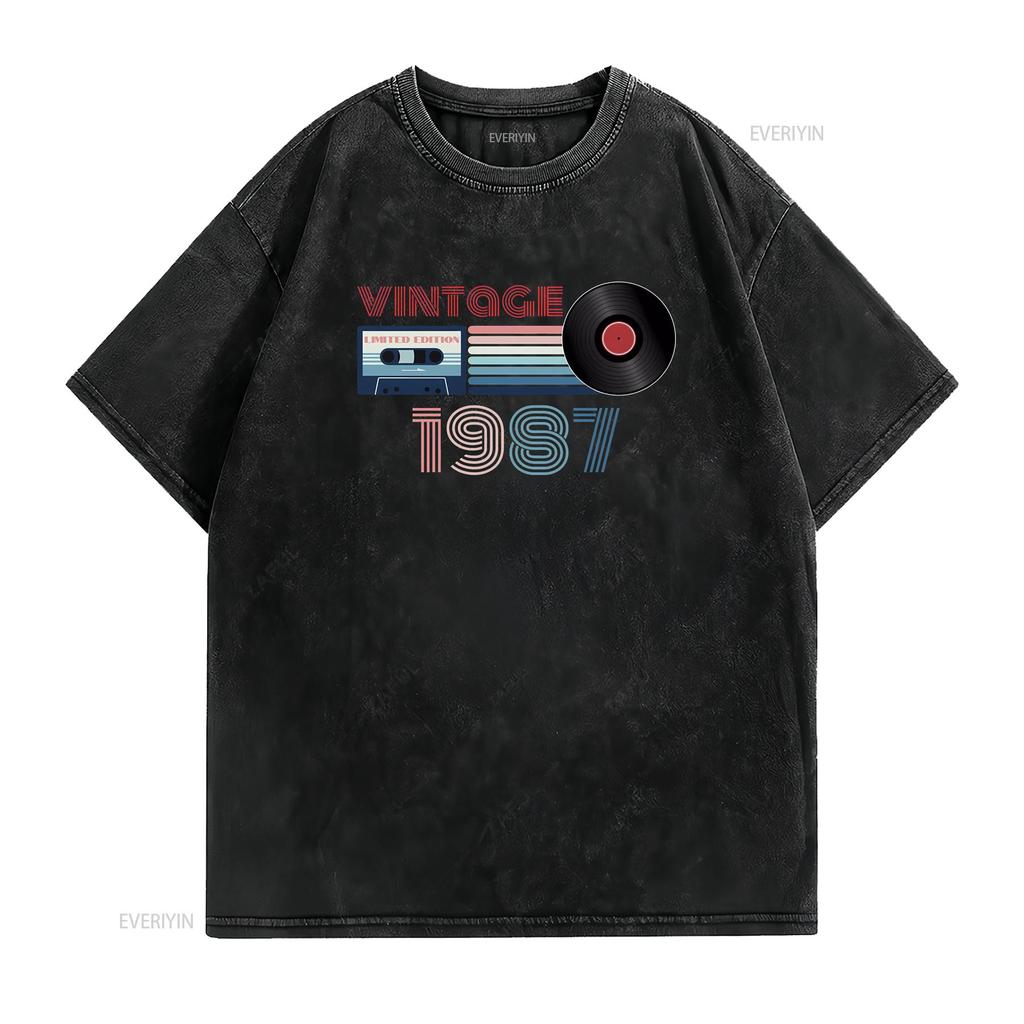 36th Birthday Mens Vintage 1987 T Shirt Present Top Vintage Washed Unisex Soft Fashion Comfortable Streetwear Homme Casual