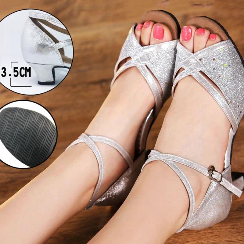 High Heel Ladies' Dancing Shoes for Latin Tango Ballroom Salsa Dance with Soft Sole