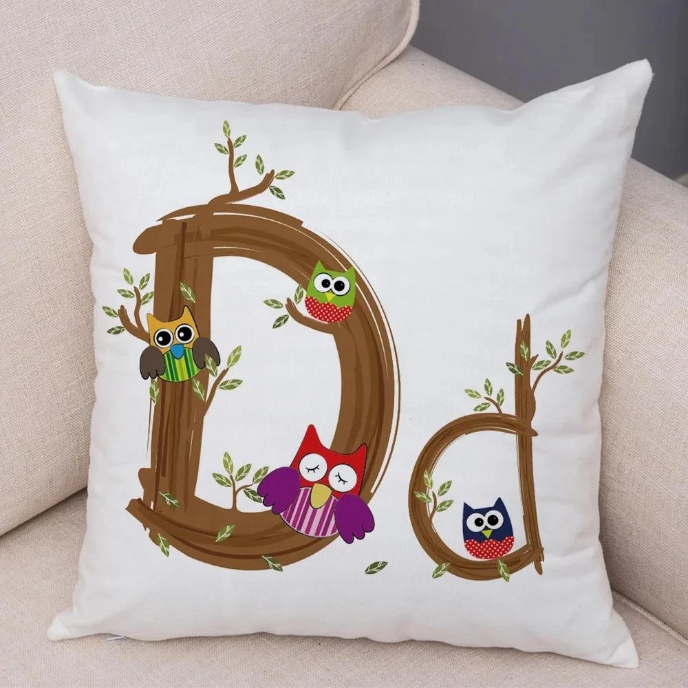 Owl Letter Decorative Pillowcase Car Ornaments Office Living Room Sofa Home Pillowcase