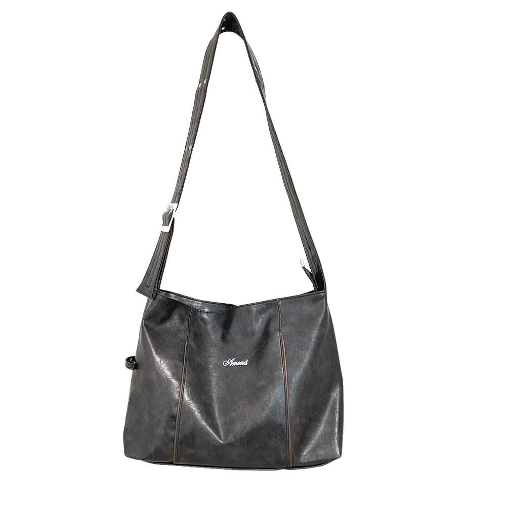 IELGY Retro large capacity tote bag with wide shoulder strap design commuter shoulder crossbody bag
