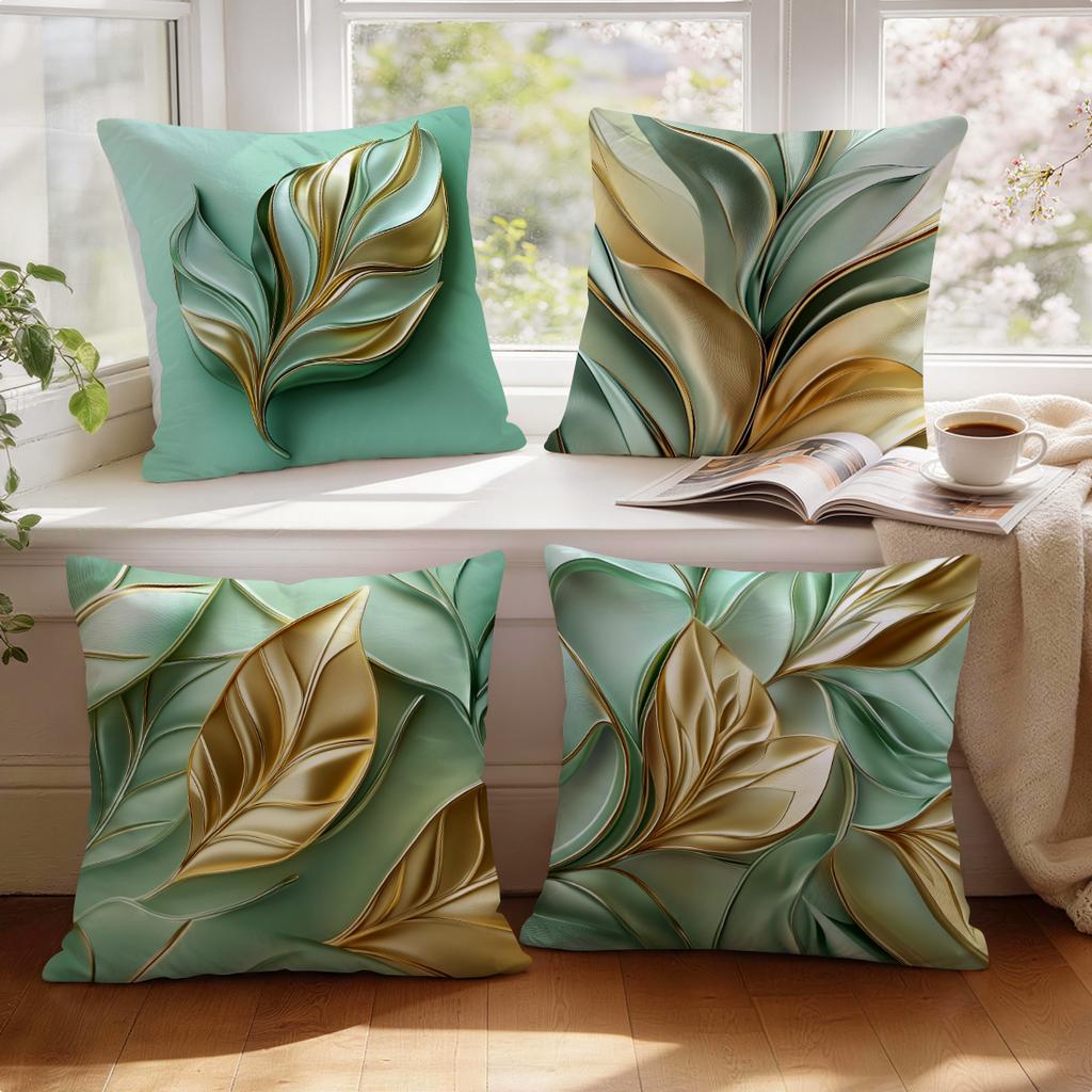 1/4pcs Golden Abstract Leaves Cushions Pillowcase Polyester Cushion Cover Throw Pillow Pillowcover Home Car Sofa Decor