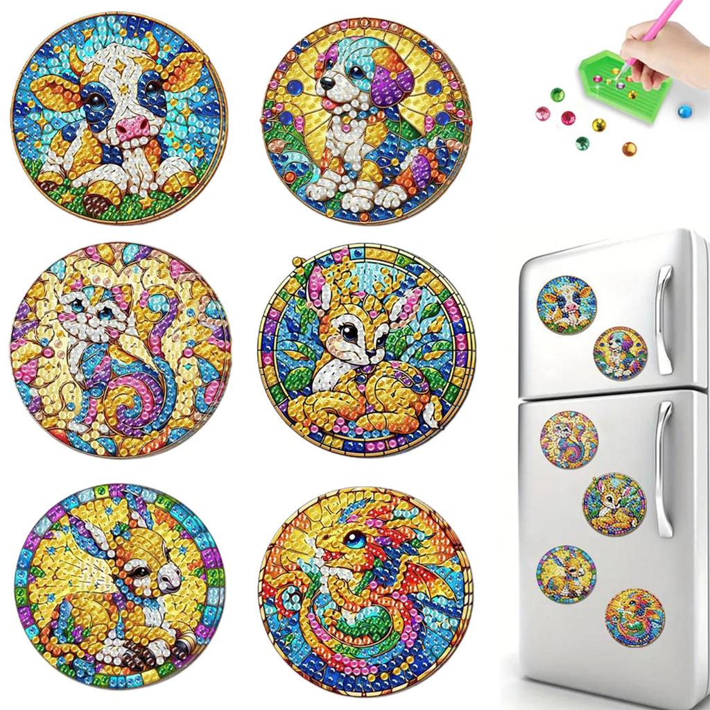 6Pcs Acrylic Sunflower Diamond Art Fridge Magnet Diamond Painting Refrigerator Magnet DIY Fridge Stickers for Car Mailbox Decor