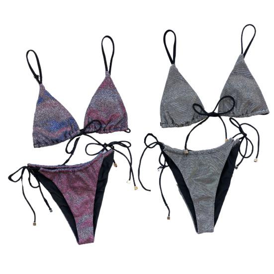 Bikini Set Bandage Lesklá dvoudílná sada plavek pro ženy Sexy špagetová ramínka