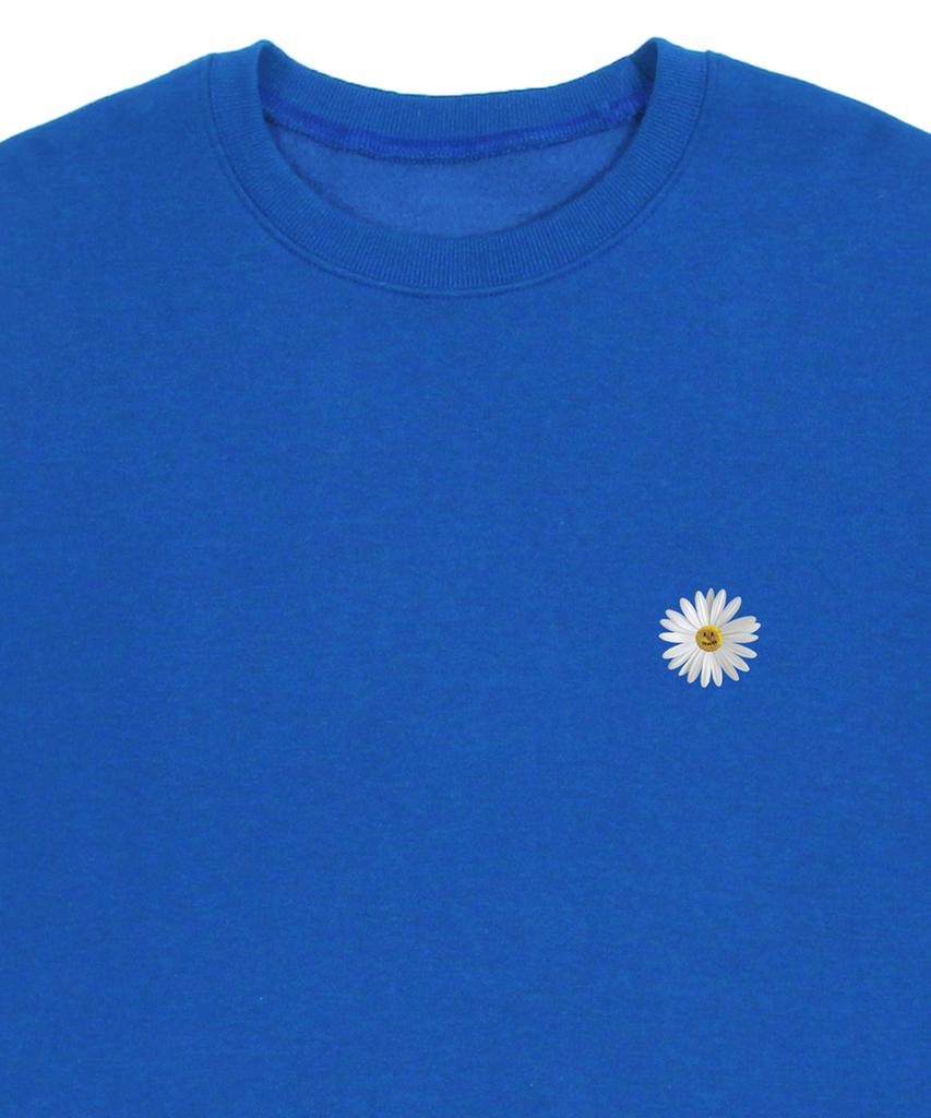 GRAVER [Unisex] Small Daisy Flower Logo Smile Sweatshirt_Cobalt Blue
