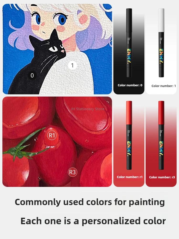1 Pieza ENMY 60 Colores Marcadores Acrílicos Líquidos Directos Mezclables Punta Suave No Transparentes Marcadores de Arte Material Escolar Papelería