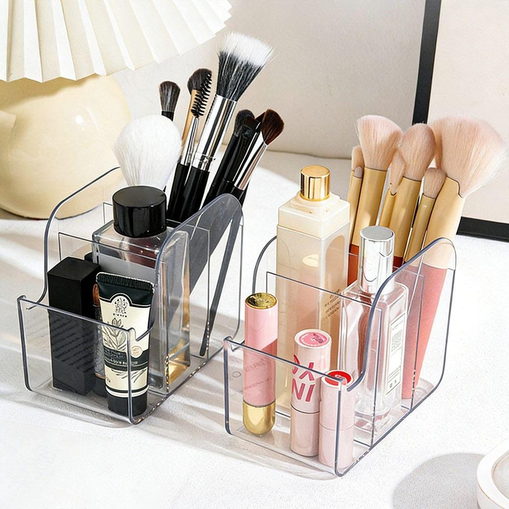 INS Style Desk Stationery Storage Box 3 Grids Pen Storage Box Durable Makeup Brushes Box