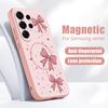 Rosa Schleifen Aufdruck Magnetische Hülle Für Samsung S26 Ultra S25 Edge S24 FE S23 S22 Plus A54 A15 A35 A55 A16 A36 A56 A17 A37 A57 5G Mattes Cover
