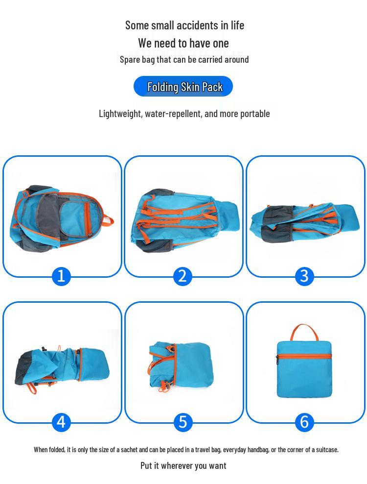Lightweight Foldable Waterproof Backpack for Outdoor Travel, Hiking, Cycling, and Sports with Large Capacity