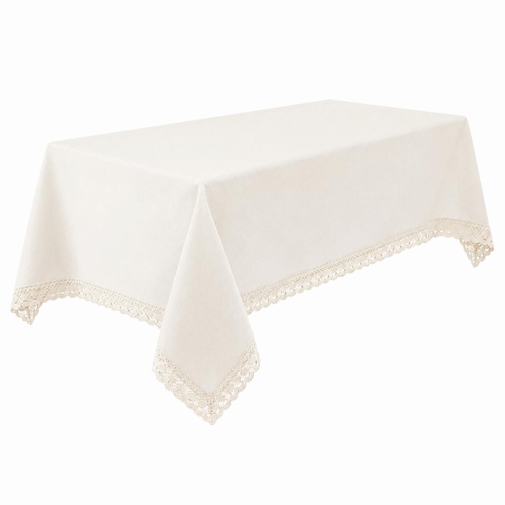 White Polyester Cotton Tablecloth Universal Rectangular Table Cloth Lace Tablecloth Hotel Banquet 140×100cm