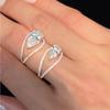 Medieval flash silver full diamond teardrop ring retro atmosphere simple index finger ring fashion temperament versatile ring