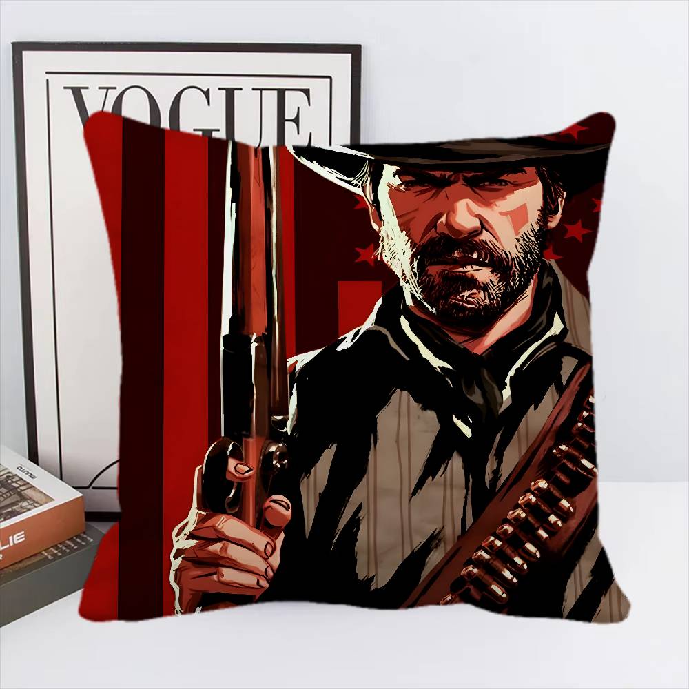 

Game R-Red Dead Redemption 2 RDR2 Pillow Case Square Pillow Bedroom Sofa Leisure Comfort Cushion Home Decoration 16x16Inch