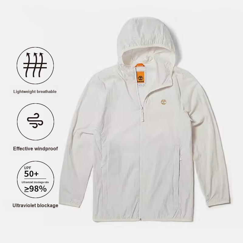 Timberland Solid Lightweight Packable Water-Resistant Hooded Breathable UV Protection Sun Protection Jacket Unisex Jacket A5PX6-CM9
