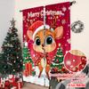 2pcs 2D flat printing Christmas Drapes Reindeer snowflakes 100% Polyester Without Electricity Family Party Decoration Perfect