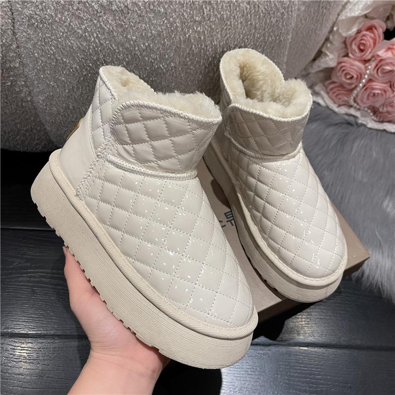 

Thick-soled heightening snow boots women s velvet thickened new winter waterproof and non-slip foreign gas warm cotton shoes 35