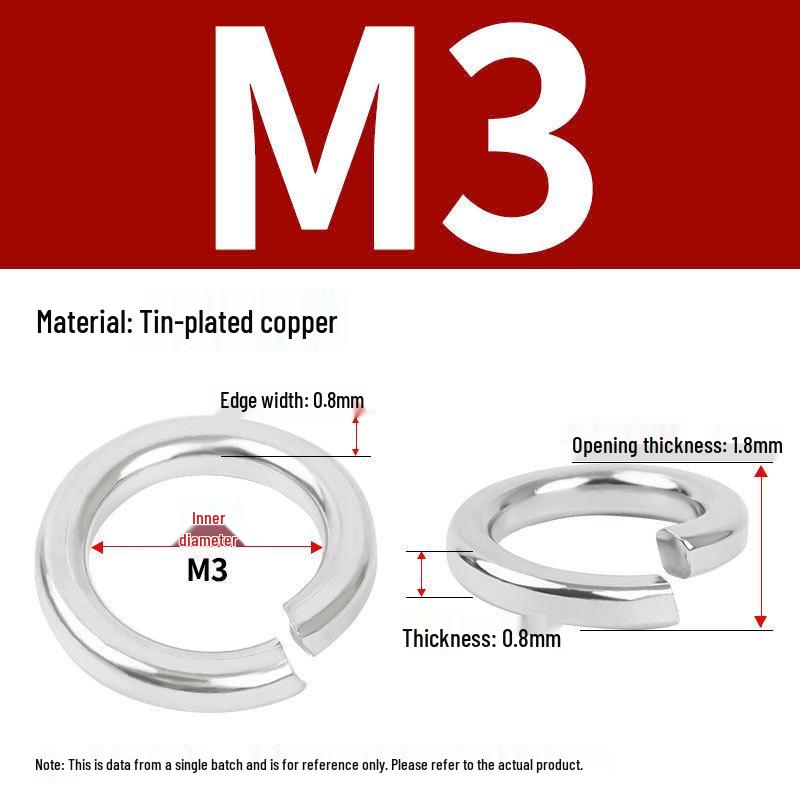 Phosphor Bronze Open Spring Washer M3 with Nickel & Tin Plating