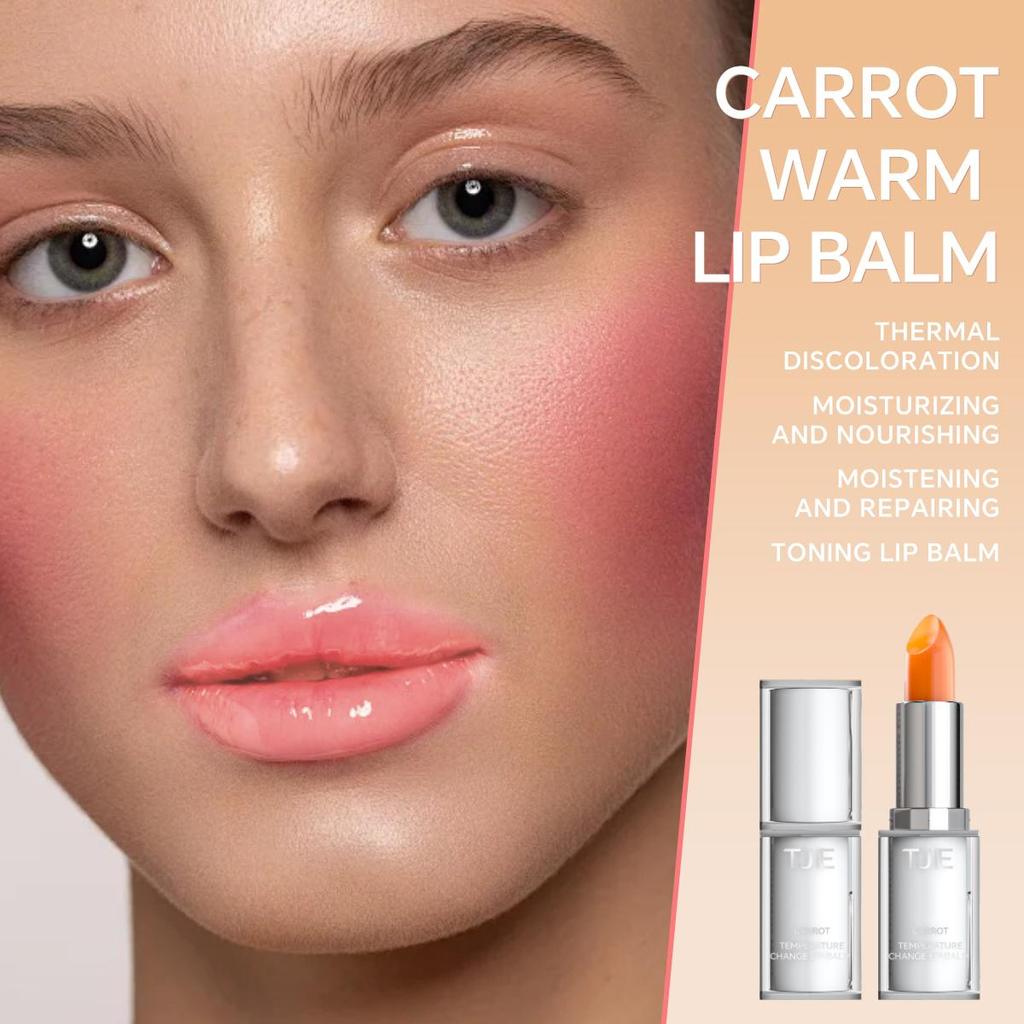 TJE Karotten-Farbwechsel-Lippenstift, 3,3 g, feuchtigkeitsspendender, feuchtigkeitsspendender, rissfreier und aufhellender Lippenfarbstift, gesunder Lippenstift