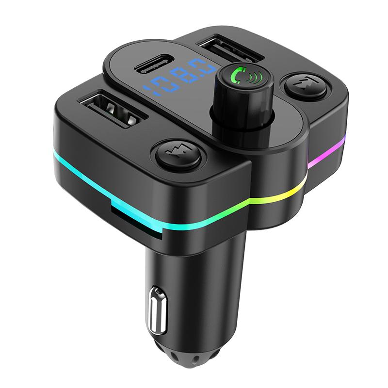 Type-C Fast Charging Car Charger Fm Transmitter Dual Usb Music Player Mp3 Charger Adapter Type-C Wireless Light Handsfree