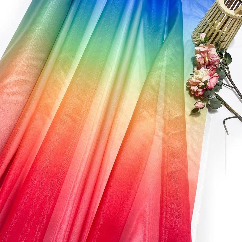 100x150cm Bark Wrinkled Thin Gradient Glitter Fabric for Dress Skirts Stage Costumes Sewing Glossy Needlework Decorative Cloth