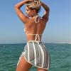 2026 Fashionable and Sexy Composite Fabric Three-piece Mesh Skirt Swimsuit Bikini Swimsuit