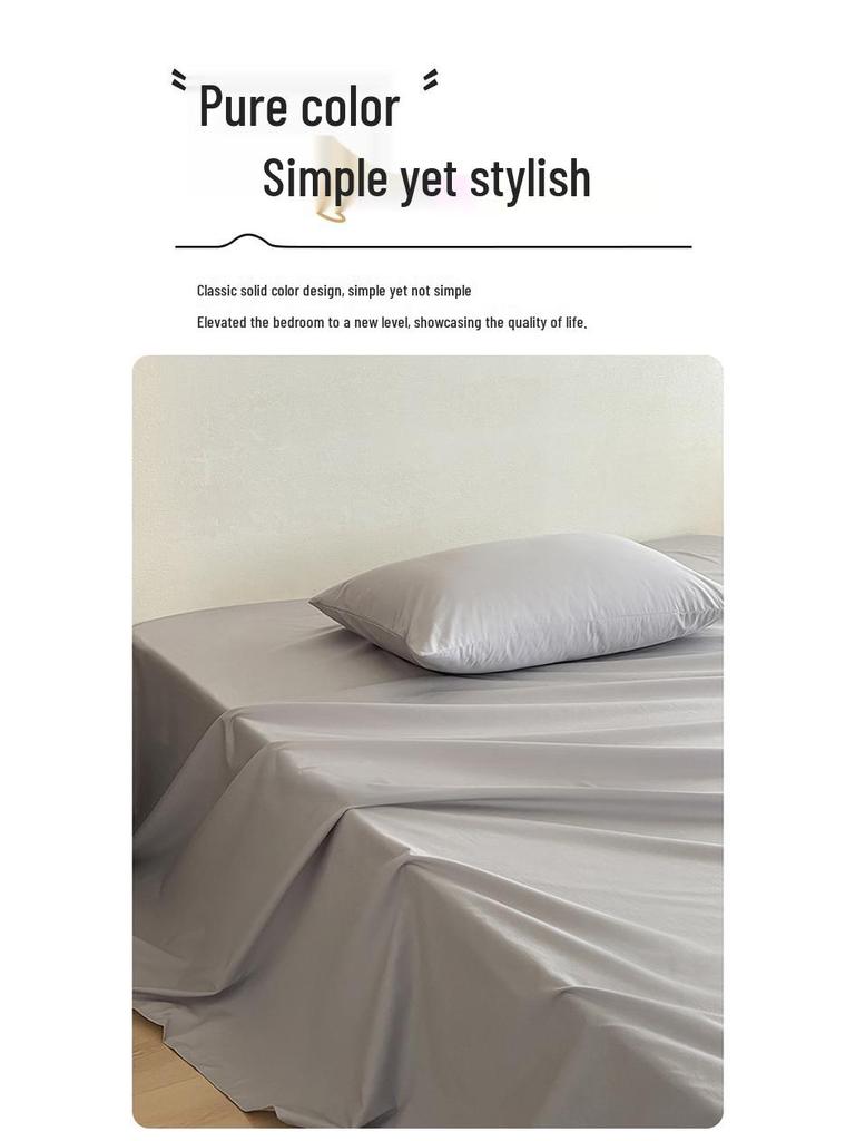 Simple Style Solid Color Washed Cotton Bed Sheet - Pure Cotton, Yarn-Dyed, Single Piece for Dormitory Use