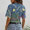 Womens Crew Neck Pullover Printed Short Sleeve T Shirt Loose Fit Casual Top with Floral Pattern and Comfortable Fabric