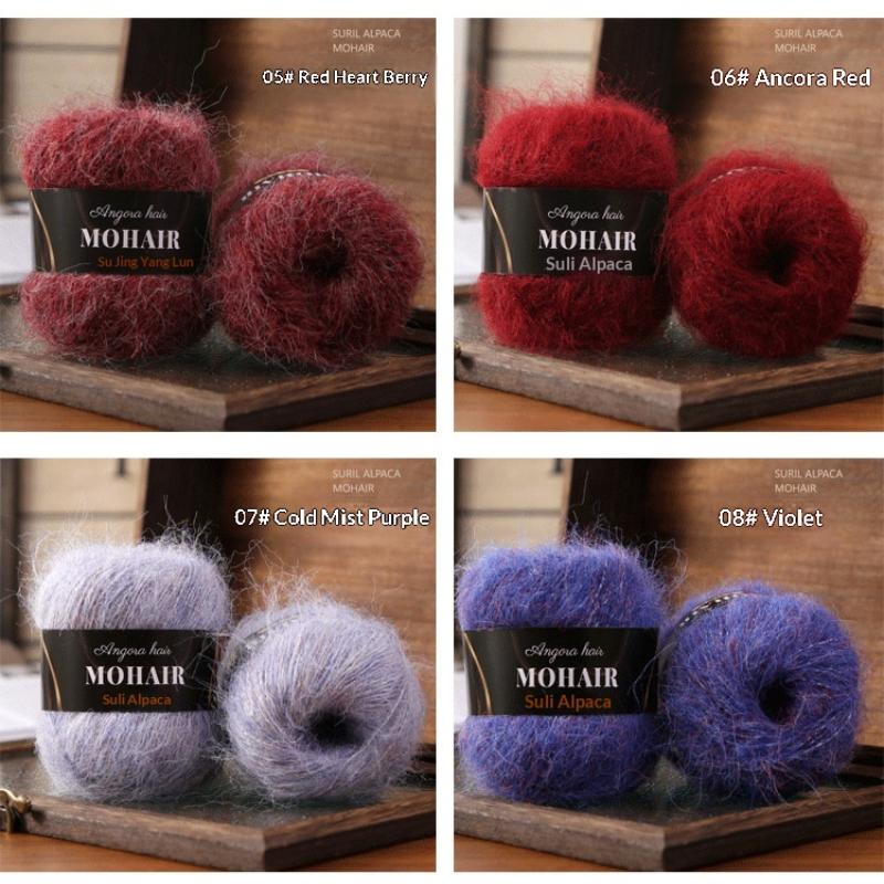 2 Stück mehrfarbiges Alpaka-Mohair Gradient gefärbtes Mohair Handgestricktes mittelschweres Muster Babywolle Schal/Decke