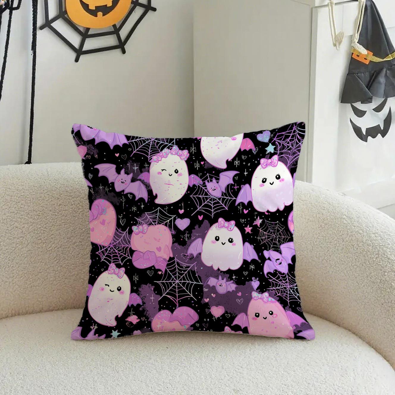 Милые Привидения на Фиолетовых НаволочкахПодходит для дивана автомобиля спальни декоративная наволочка чехол на подушку 16x16Inch