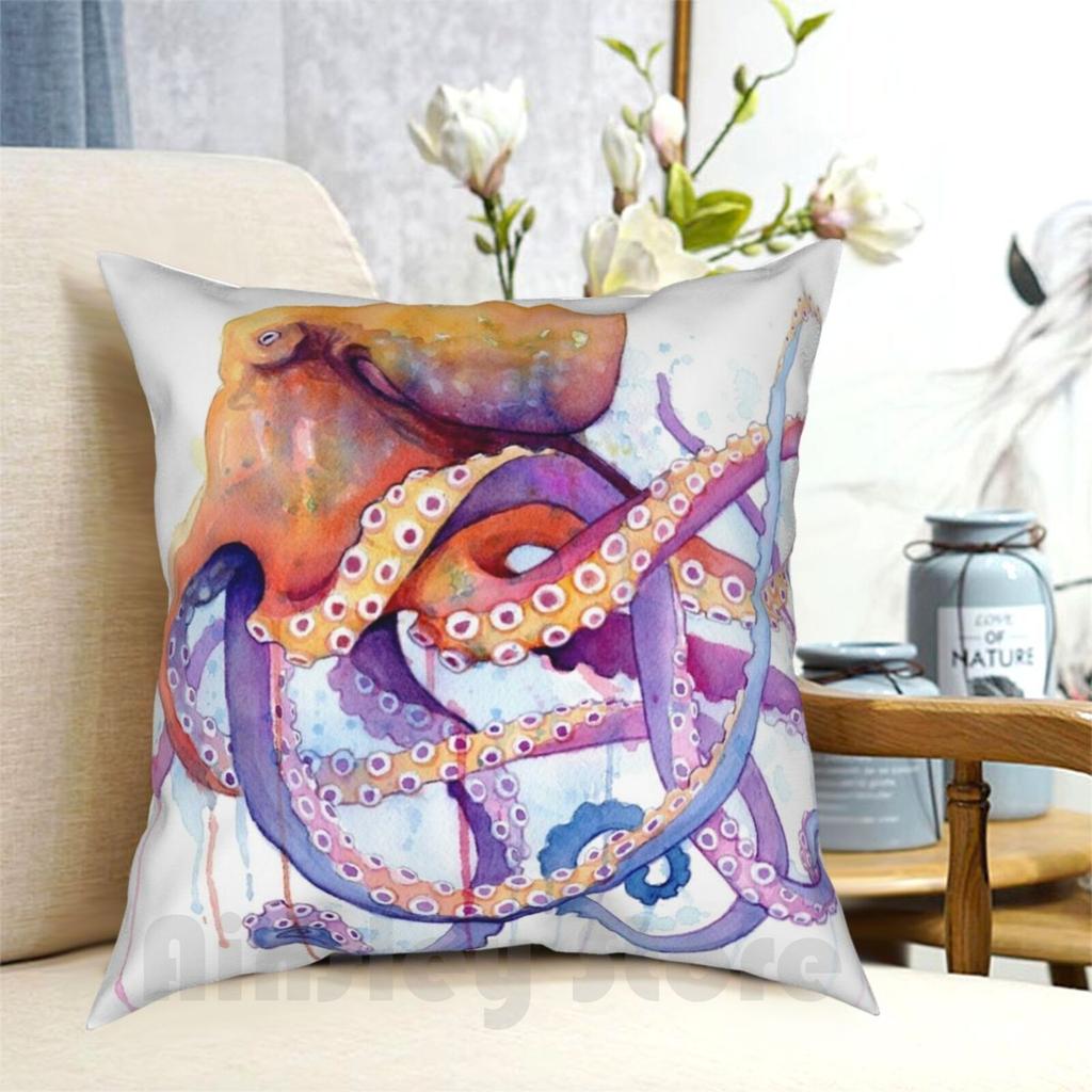 Fronha de Almofada Polvo II Estampada Casa Macia DIY Capa de Almofada Polvo Polpo Colorido Aquarela Arco-Íris Rosa Roxo Vida Marinha