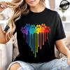 Summer T-shirt Fashion Heart Dogs Paw Print Casual Tops Colorful Heart Paws Printed Tops Cartoon Graphic Printed Tees Black Tops