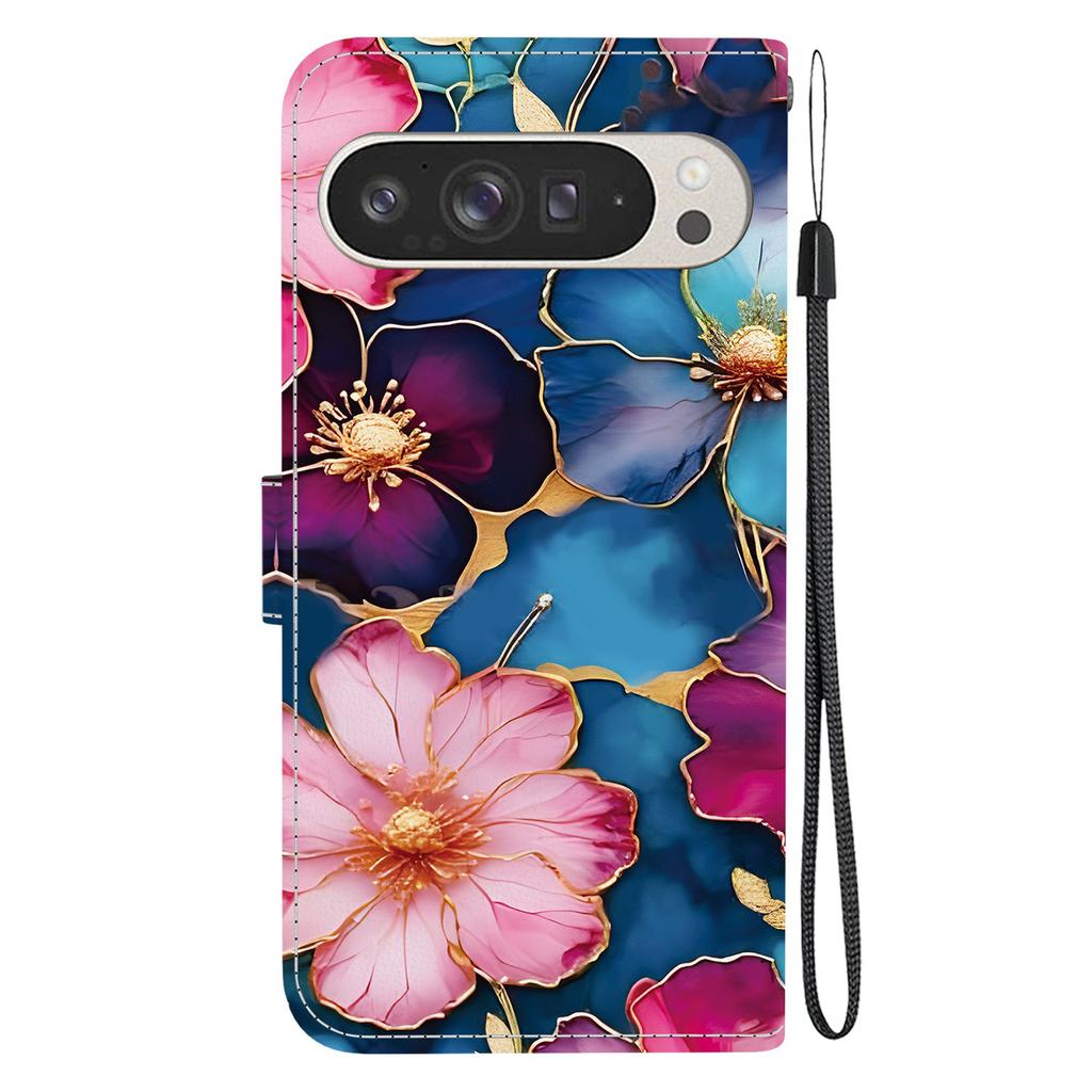 For Google Pixel 9 Pro XL Wallet Case Pattern Printing Leather Stand Phone Cover with Strap