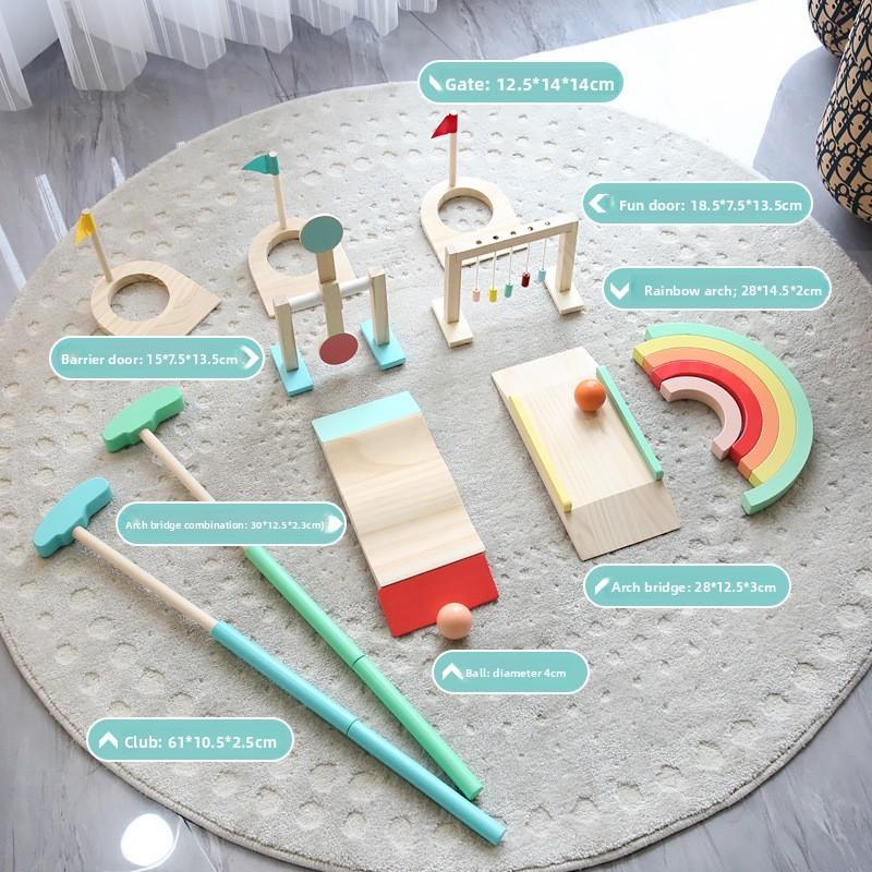 Kid Wooden Golf Toy With Balance And Puzzle Elements For Indoor Learning Outdoor