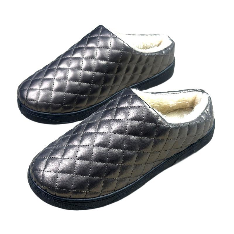 Winter New Cloth Shoes Cotton Shoes Leather Surface Non-slip Windproof Home Warm Velvet Half Cotton Mop