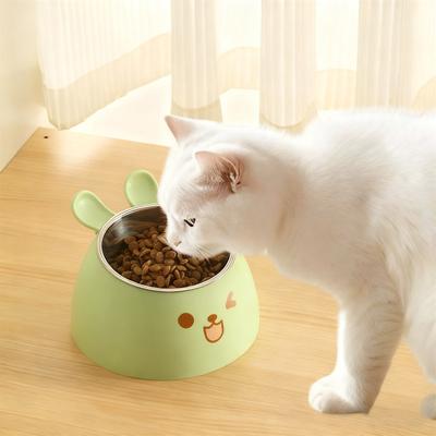 Dog & Food Bowl Non- Wide Shallow Pet Dish For Whisker Fatigue Relief Plastic Raised Tilted 15 Degrees Elevated For S And Small Dogs